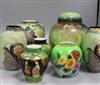 Carltonware Verte Royale and green ground wares - a Mikado crane ginger jar and cover and six vases including Bell pattern (7)         