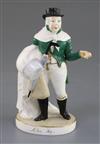 A Rockingham porcelain figure of John Liston as Lubin Log, c.1830, H.17cm, restoration to umbrella handle and left hand                