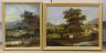 Two 19th century oils on board, landscape, signed indistinctly, and the other depicting cattle in yard, 25 x 19cm, 23 x 29.5cm                                                                                              