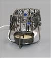 An American? Arts & Crafts style Pennington sterling silver and enamel candle holder, height 75mm.                                     