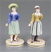 Two Chamberlain's Worcester porcelain figures of Madame Vestris, c.1830, H.13.2cm and 13.5cm, some restoration                         