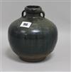 A Chinese Henan type black and green glazed jar, Song-Yuan dynasty H.18cm.                                                             
