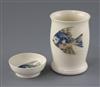 A Moorcroft 'fish' beaker vase and a similar small dish, 1930's, 11.7cm and 7.6cm, beaker cracked                                      