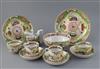 A group of Chamberlains Worcester 'Dragons in Compartments' tea and coffee wares, early 19th century, slight faults (11)               
