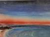 Barbara Tribe (1913-2000), watercolour, New moon at sunset, Forster Beach, New South Wales, signed with label verso, 18 x 28cm                                                                                              