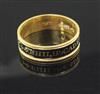 A George III 22ct gold and black enamel mourning band                                                                                  