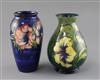 A Moorcroft 'anemone' vase and a similar 'hibiscus' vase, 1950/60's, H.18.3cm and 17.5cm                                               