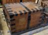A Victorian iron bound oak silver chest, the engraved brass plaque reads 'Viscount St Cyers No 1', width 89cm, depth 63cm, height 65cm                                                                                      