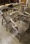 Five Victorian elm and beech smokers bow chairs                                                                                        