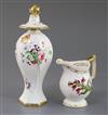 A Rockingham porcelain Royal Botanical Plants & Flies milk jug and a hexagonal baluster vase and cover, c.1830, H. 10.7 and 12.3cm, fau