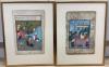 A pair of Indian Mughal ink and watercolour miniatures with calligraphy,                                                                                                                                                    