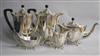 A mid 20th century silver five piece tea and coffee service, Barker Brothers Silver Ltd, Birmingham, 1960, gross 81 oz.                