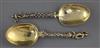 Two 18th/19th? century silver gilt apostle spoons, both approx. 17.5cm.                                                                