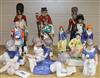 A collection of ceramic figures, various,                                                                                              