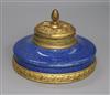 A Sevres Paul Milet period blue ground ormolu mounted ink well diameter 12cm                                                           