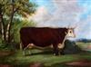 Richard Whitford (c.1821-1890) Portrait of a prize cow standing in a landscape 18 x 24in.                                              