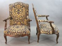 A pair of Louis XVI style mahogany fauteuils, W.2ft 6in. D.2ft 5in. H.3ft 6in.                                                         