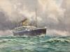 Frederick R. Fitzgerald (1869-1944), watercolour, Steam liner at sea, signed, 35 x 50cm                                                                                                                                     