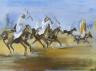 North African School, gouache, Arab warriors on horseback, 43 x 58cm                                                                                                                                                        