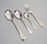 A modern Arthur Price silver plated rat tail canteen of cutlery, settings for six.                                                                                                                                          