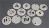 Twelve 19th century pottery bin number labels by Macord & Arch & Wedgwood                                                              