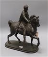 A bronze of a classical figure on horse back H.40cm                                                                                    