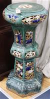 A Chinese blue green jardiniere stand height 78cm                                                                                      