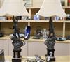 A pair of figural spelter lamps on marble plinths height excl. shade 57cm                                                              