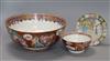 Three items of Chinese Export porcelain: punch bowl, bowl and plate largest 29cm diameter                                              