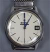 A gentleman's stainless steel Bulova Accutron date manual wind wrist watch,                                                            