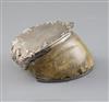 A William IV silver mounted horse hoof table snuff box, by The Barnards, H.7.8cm.                                                      