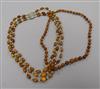 Two amber bead necklaces.                                                                                                              