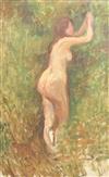 Albert de Belleroche (1864-1944) Sketch of a nude woman in woodland 29.5 x 19.5in., unframed                                           