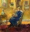 Peter Cuhfeld (b.1952) 'Sue Reading' 16 x 15in., New Grafton Gallery label verso                                                       