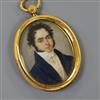 A 19th century Continental oil on ivory miniature of a gentleman, ormolu framed, 5 x 4cm                                               