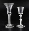 Two airtwist stem drinking glasses, c.1740-50, H. 15.5 and 18.2cm                                                                      