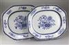 A pair of Chinese export blue and white canted rectangular meat platters, Qianlong period, length 45cm                                 