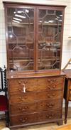 A George III mahogany secretaire bookcase W.97cm                                                                                       