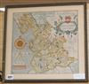 Blaeu?, 17th century engraved map of Lancastriae, 30 x 31cm                                                                            