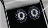 A pair of Walsh Bros. 18ct white gold, diamond and cabochon sapphire oval earclips, 20mm.                                              