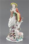 A Chelsea figure of a shepherdess, c.1759, h. 29.9cm, small losses                                                                     