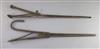 Two pairs of 18th century steel pipe tongs, 18in.                                                                                      