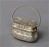 A Victorian novelty silver vinaigrette, modelled as a handbag, Frederick Marson, Birmingham, 1847, overall 43mm.                       