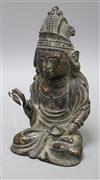 A Chinese bronze seated figure of Guanyin height 20cm                                                                                  