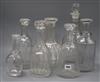 Seven various 19th century glass decanters, four etched with titles                                                                    