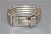 A modern Polish 925 'buckle' bracelet, maker's mark WSM?, post 1986 mark, 101 grams.                                                   