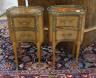 A pair of French marquetry inlaid gilt metal mounted kidney shaped two drawer bedside cabinets, width 42cm, depth 24cm, height 77cm                                                                                         