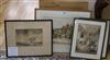 A Victorian watercolour of HMS Philomel, two Tatton Winter prints and two other watercolours                                           