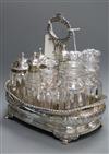 A Georgian composite silver eight-bottle cruet stand of shaped rectangular form,                                                       