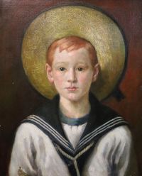 J. Davies c.1900 Portrait of a boy sailor 21.5 x 17.5in.                                                                               